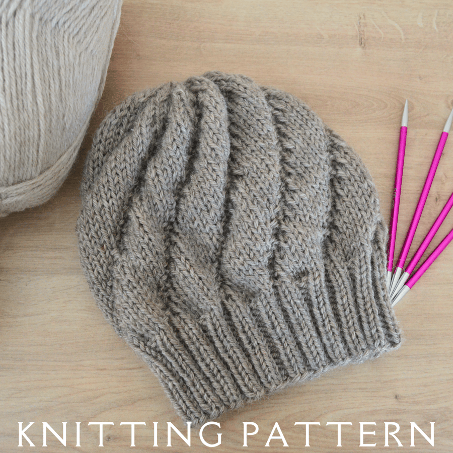 Hat Knitting Pattern The Swirl Beanie Printed Copy