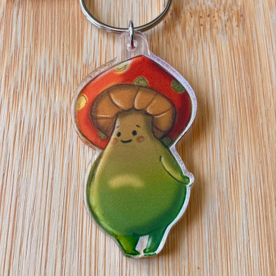 Friendly Toadstool, printed acrylic keyring 