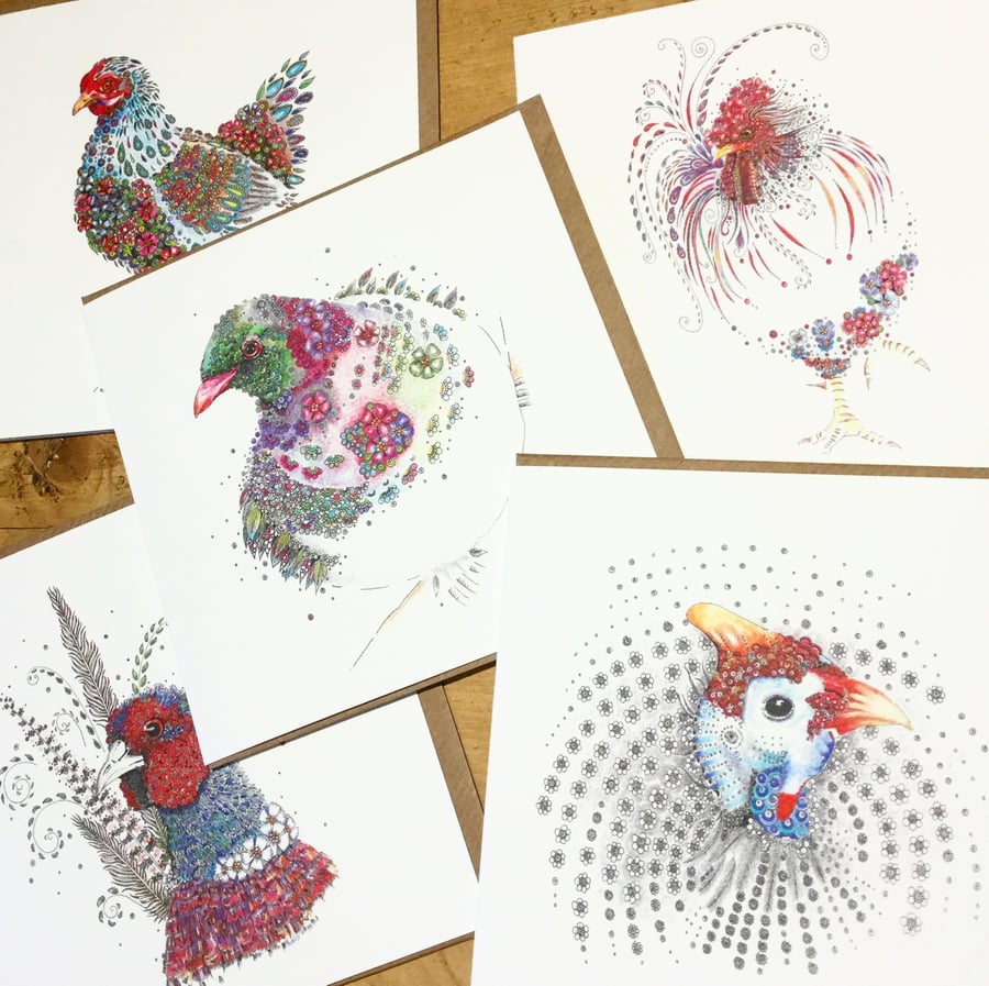 Beautiful British Bird Mixed pack of 5 blank cards 