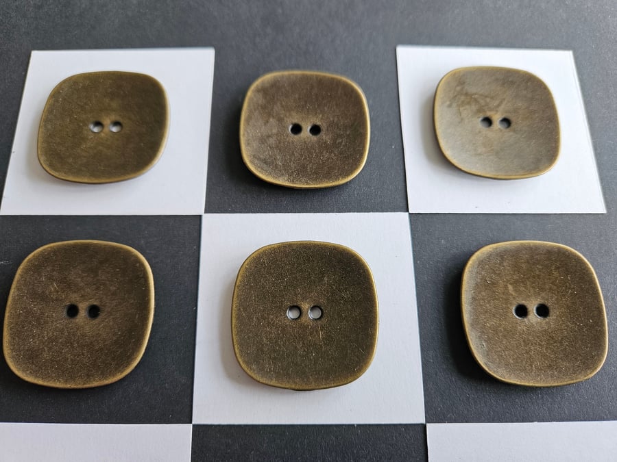 38mm 60L Metal square buttons Antique Brass