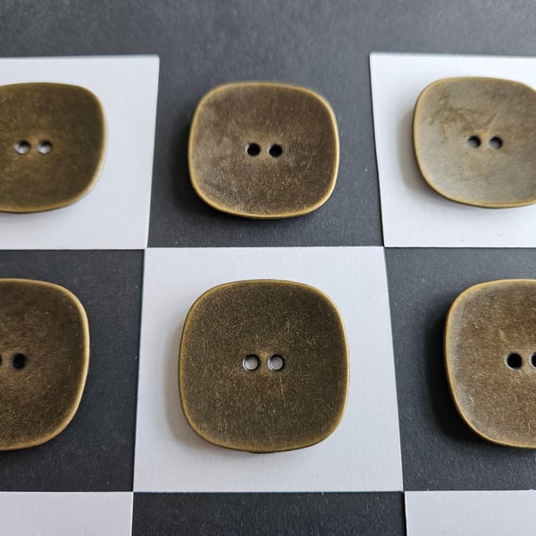 38mm 60L Metal square buttons Antique Brass