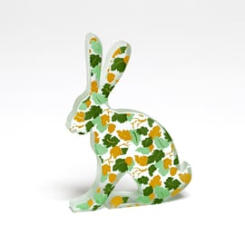 Leaves Hare Glass Sculpture