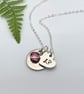 Silver Personalised 13th Birthday Name Age & Birthstone Necklace Heart - Image 1