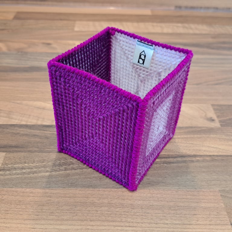 Large desk tidy - purple and white with magenta edging