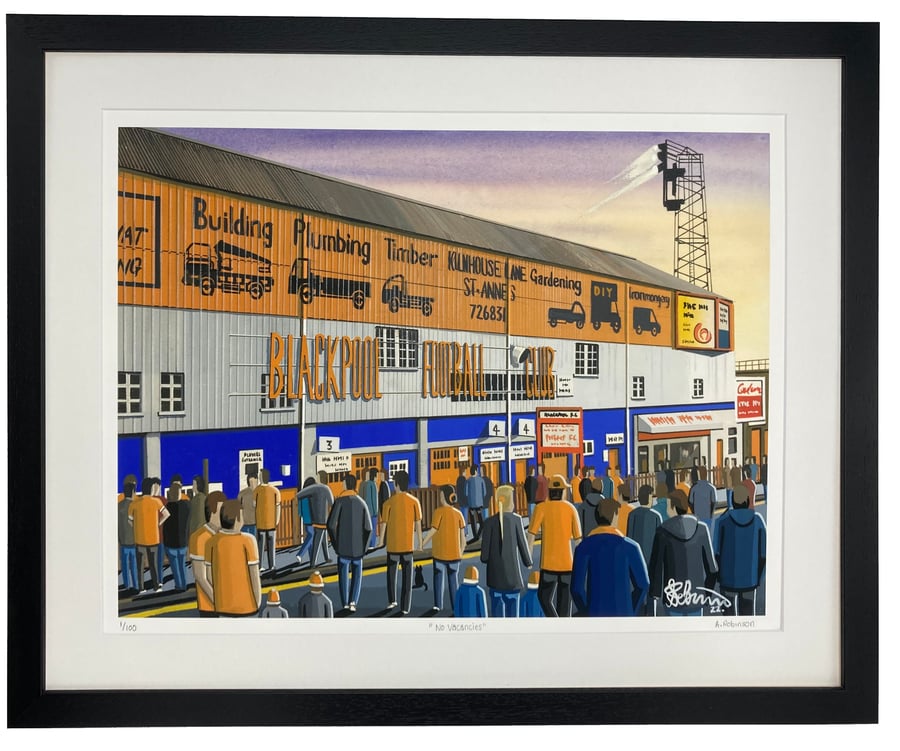Blackpool F.C, Bloomfield Road, Limited Edition Framed Art Print (20" x 16")