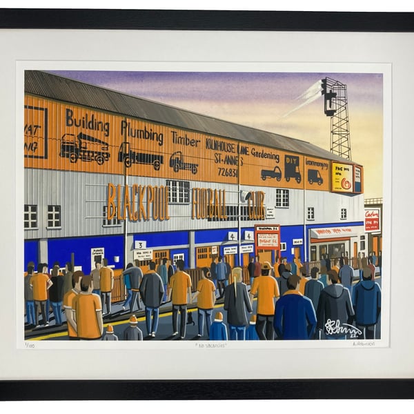 Blackpool F.C, Bloomfield Road, Limited Edition Framed Art Print (20" x 16")