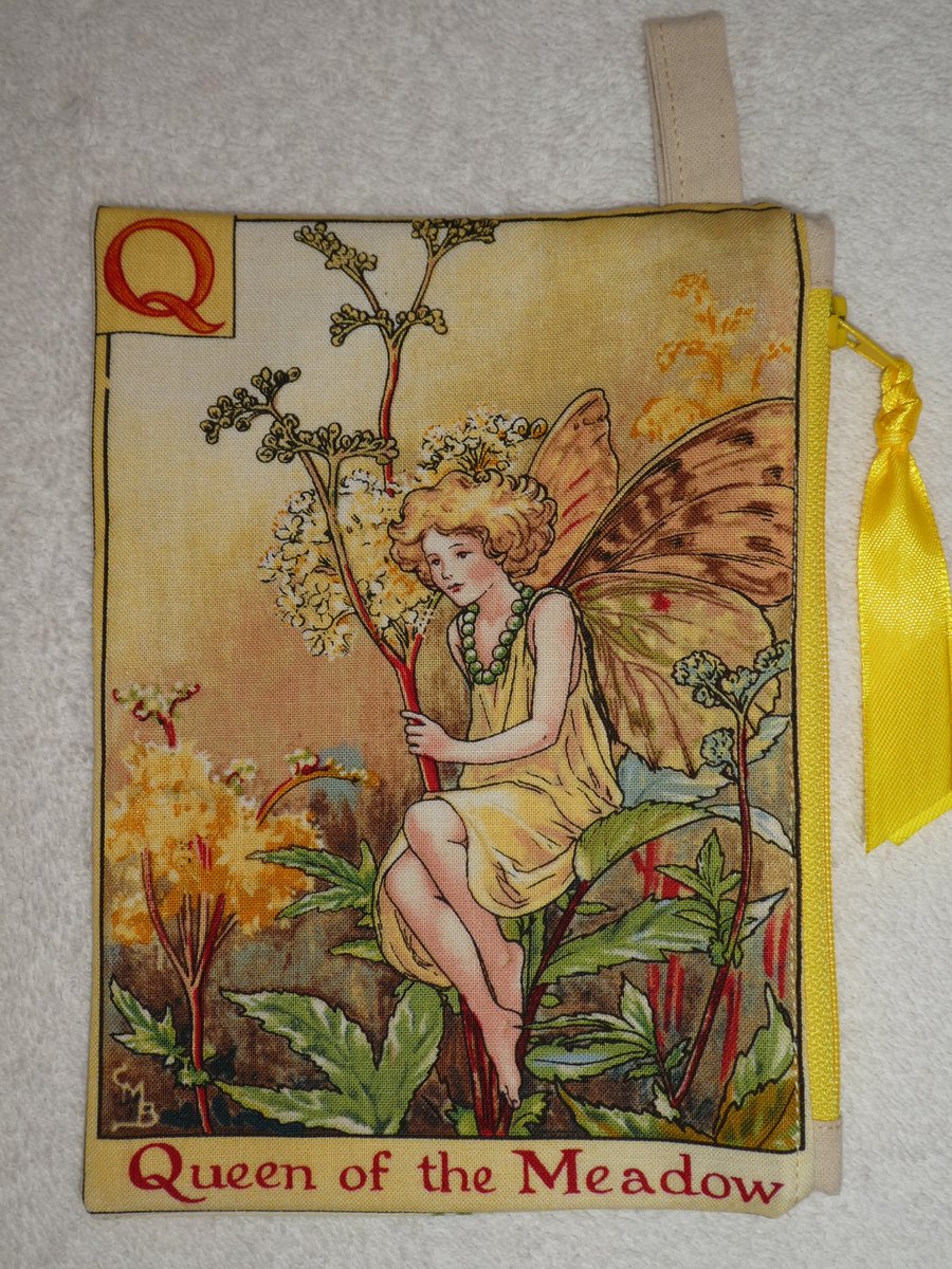 Flower Fairy Print Pixie Purse. Q. Queen Meadow.  Flower Alphabet Fairy. Purse.