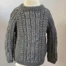 Hand Knitted Childs Jumper In A Wool With Alpaca Blend In Grey - Fits Age 3 - 4 