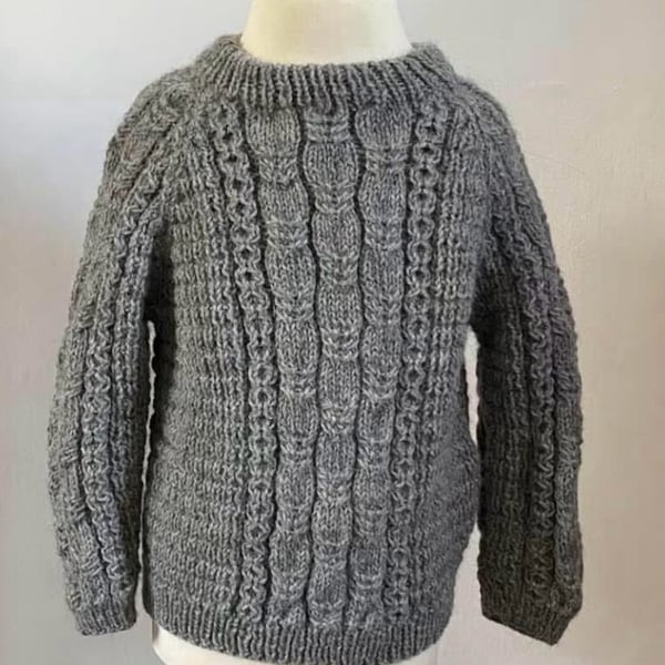 Hand Knitted Childs Jumper In A Wool With Alpaca Blend In Grey - Fits Age 3 - 4 