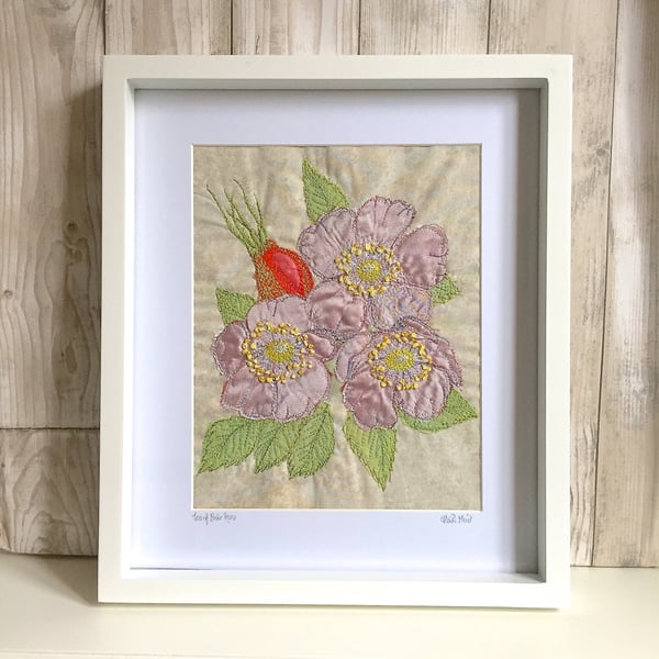 Briar roses trio - wild rose blush pink floral flower art