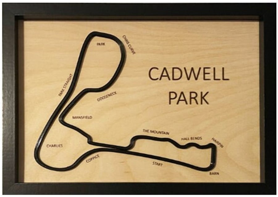 Cadwell Park Circuit Fan Art Framed 3D art With Corner & Straight Names A4 OR A5