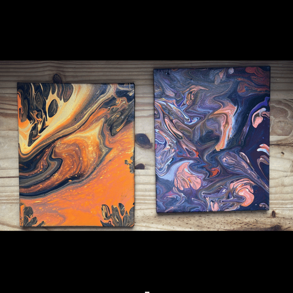 Set of 2 Acrylic paintings 'Soft Ember' and 'Melted Amber' each 8" by 10" 