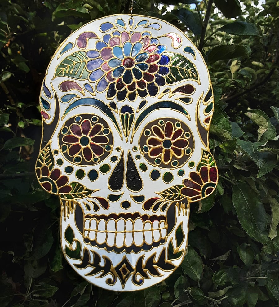 Day of the Dead Skull Suncatcher 