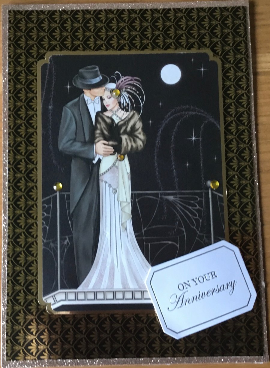 Art Deco Wedding Anniversary Card