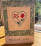 Embroidered Thank you card with heart and flowers - Image 4