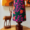 Retro Pink Green Ranelia 60s 70s Moygashel Vintage Fabric Cone Lampshade
