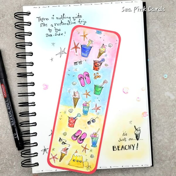 Handpainted Bookmark - hand-drawn, original watercolour, seaside, starfish