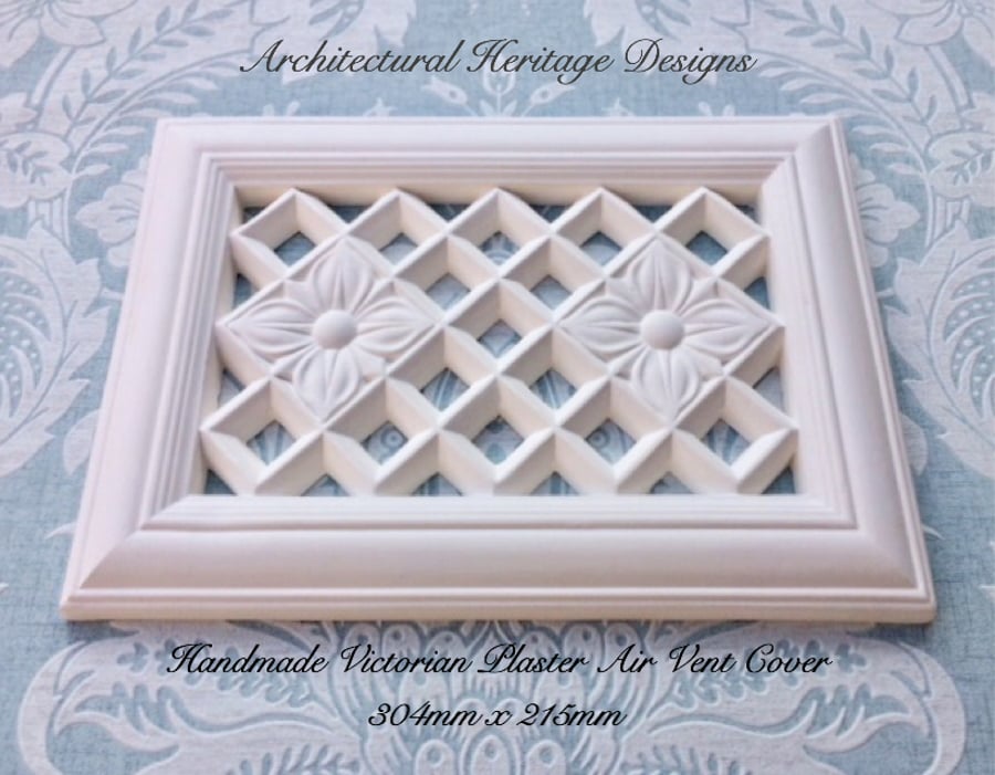 Victorian Plaster Air Vent Cover- 304mm x 214mm (Attached Mesh)