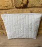 White and Gold Fabric Quilted Makeup Bag - Image 2