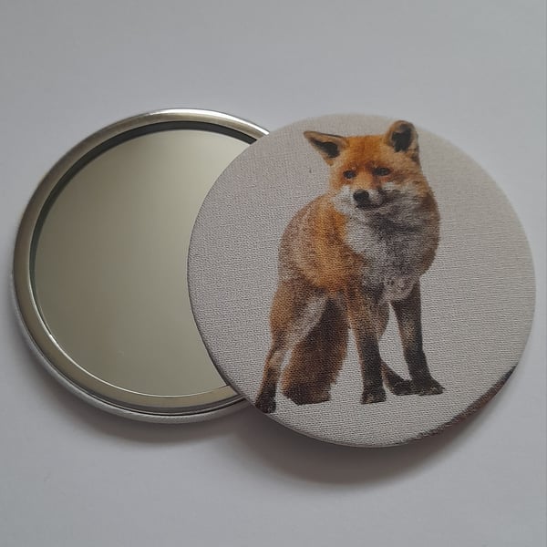 Fox Design Fabric Backed Pocket Mirror