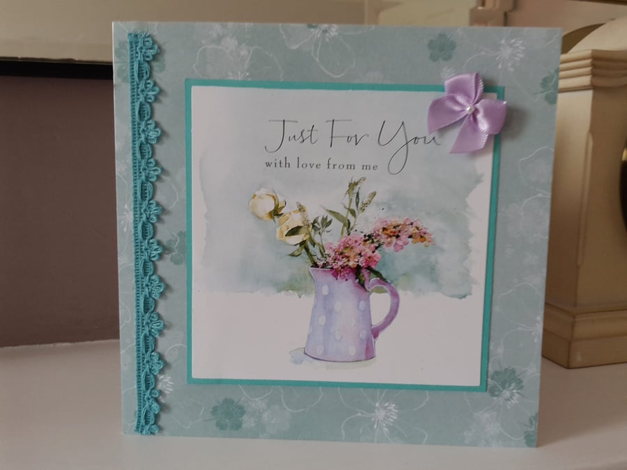 Jug of flowers birthday card