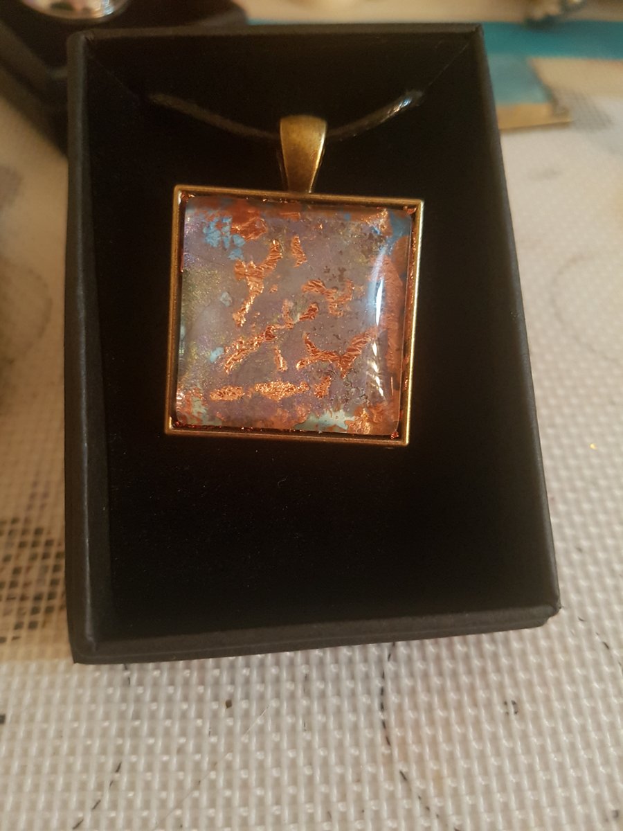 Bronze Square abstract pendant