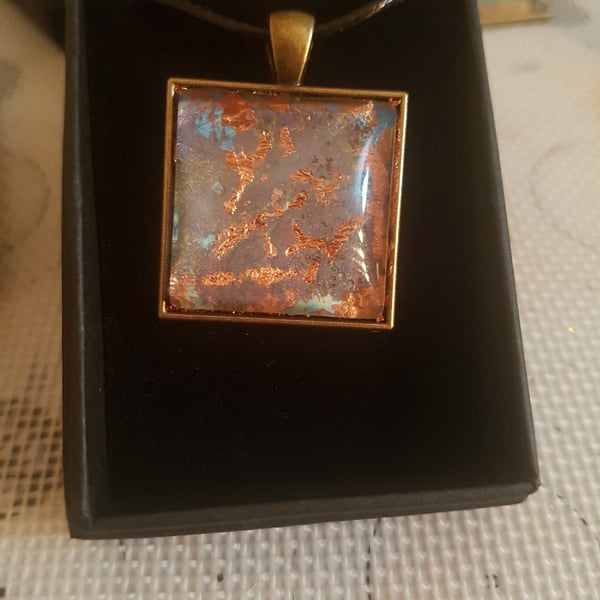 Bronze Square abstract pendant