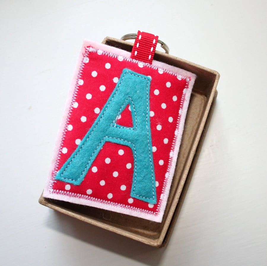 Letter Personalised Keyring In Polka Dot Red - FREE P&P IN UK