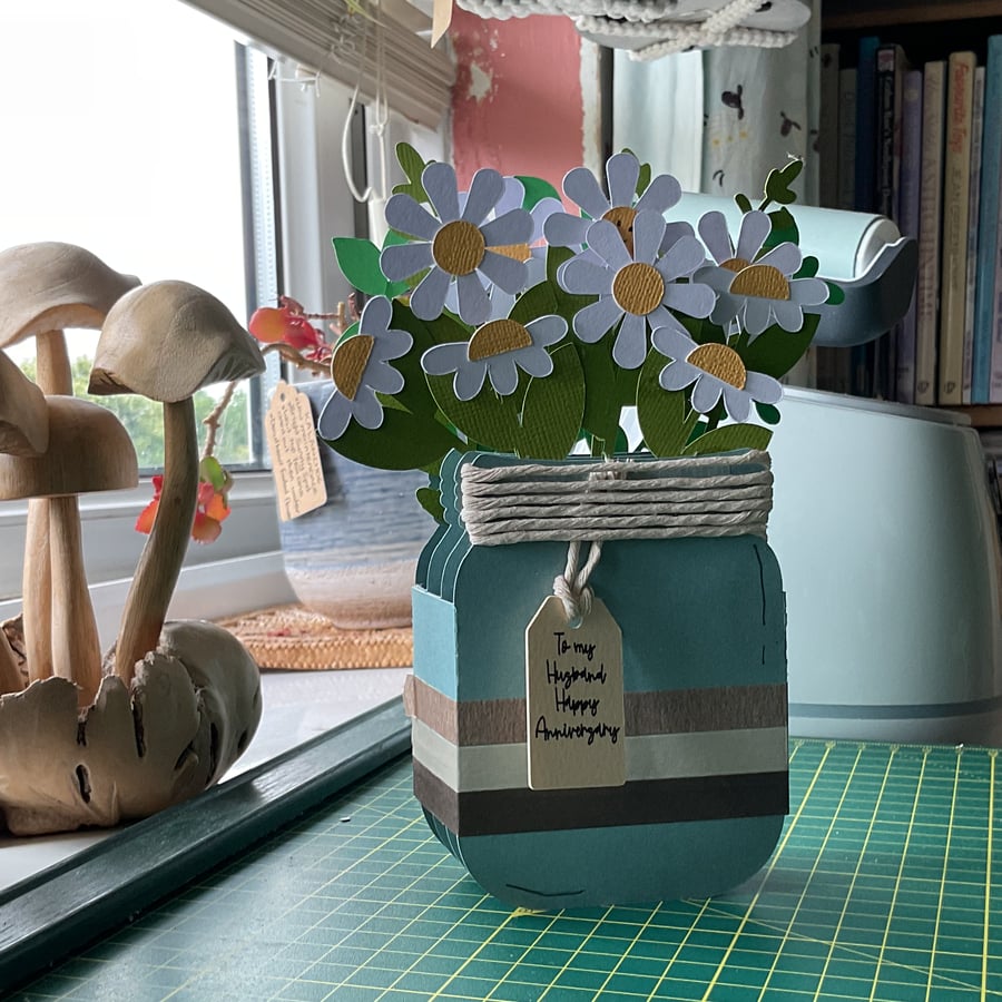 3D Mason Jar of Daisies Card