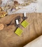 Autumn Chartreuse Green & Walnut Wood Geometric Earrings