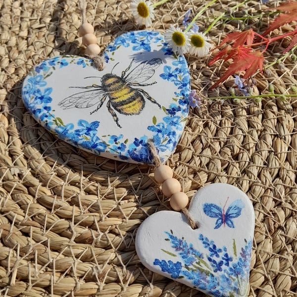 Clay Hanging Hearts FREE POSTAGE
