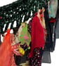 Upcycled Forest Green Velvet Fringe Wrap - Boho Scarf - Reclaimed Fabric Shawl - Image 6
