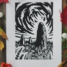 Stone Circle Lino Print