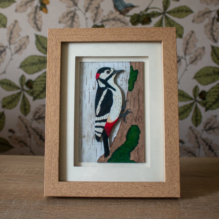 Woodpecker - Hand Painted Mixed Media Artwork