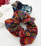 Set of 3 large scrunchies,  blue velour,  white satin and pink dandelion burst.  - Image 7