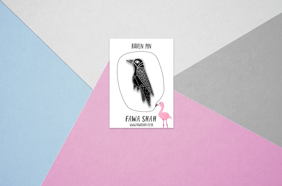 Silver Raven Pin - Hard Enamel Pin - Jewellery
