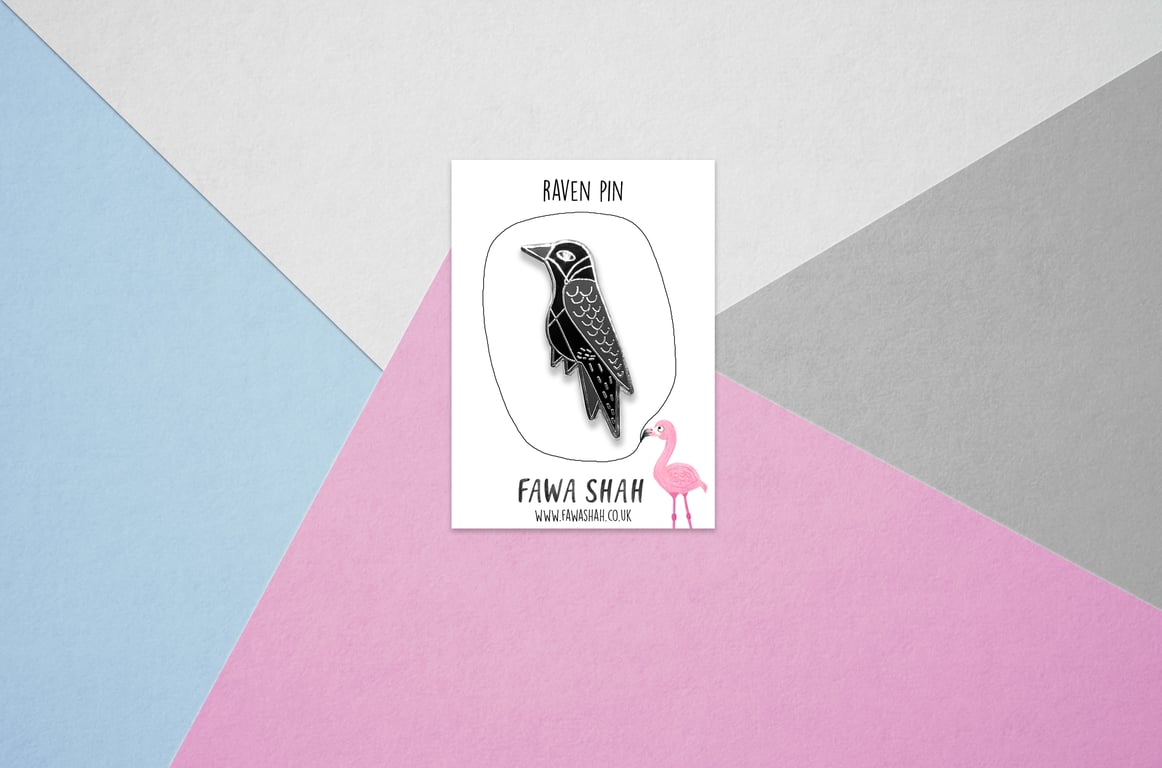 Silver Raven Pin - Hard Enamel Pin - Jewellery