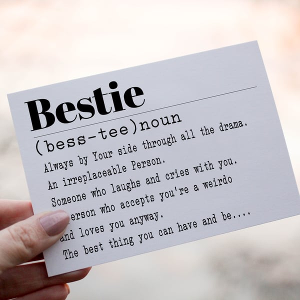 Bestie Noun Birthday Card, Special Friend Card, Card for Bestie, Birthday Card