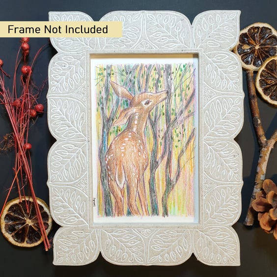 Little Deer original drawing, small letterbox art gift
