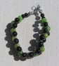 Black Onyx & Green Peridot Gemstone Woven Beaded Bracelet "Phillina" - Image 3