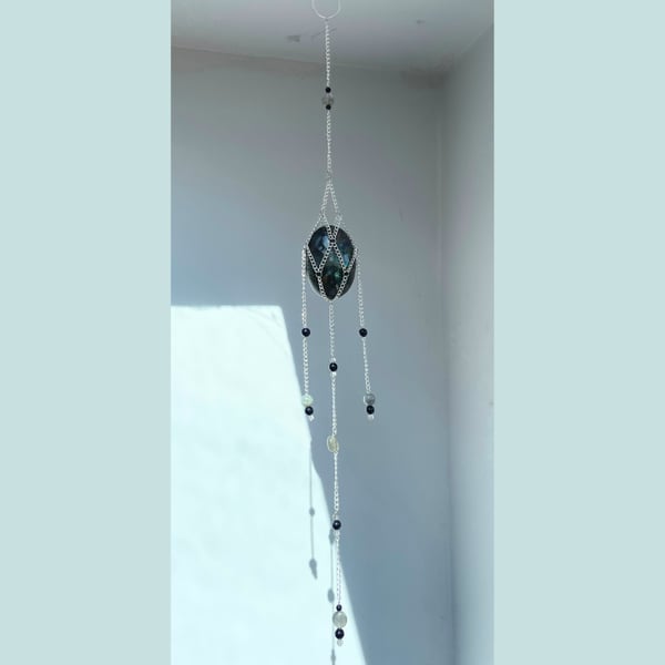 Labradorite Palmstone Suncatcher (Handmade Crystal Wall Hanging)