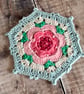 Vintage Style hand crocheted hexagon coaster doily  - Image 1
