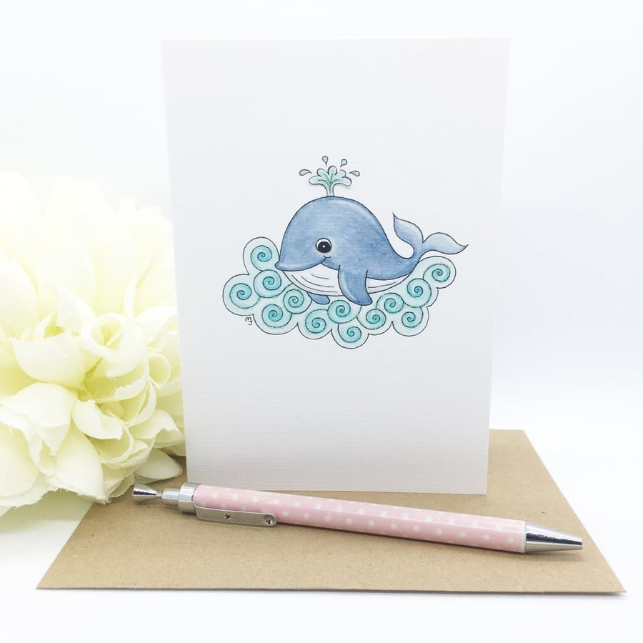 Whale Card - Blank Greeting Card - Any Occasion 
