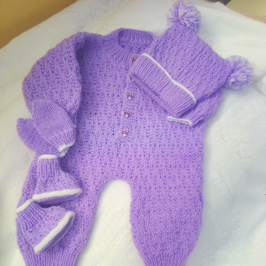 Baby 4 Piece Hand Knitted Outdoor Outfit, Prem Sizes Available, Custom Make