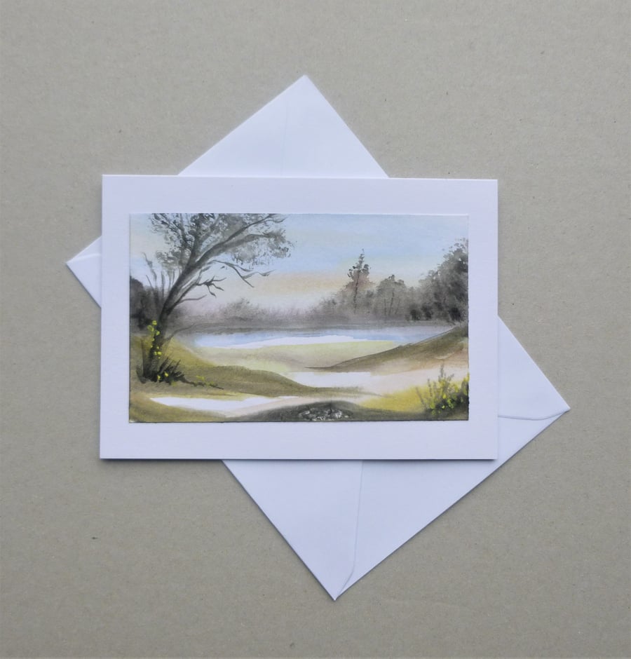 hand painted landscape greetings card blank ( ref f 450 .R4 )