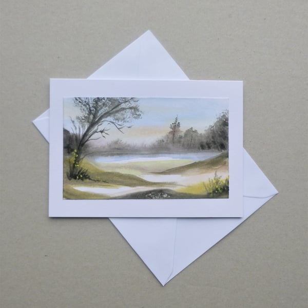 hand painted landscape greetings card blank ( ref f 450 .R4 )