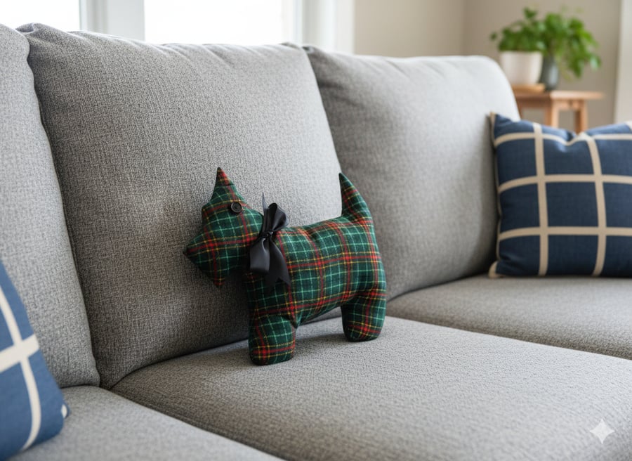 Tartan Scottie Dog cushion