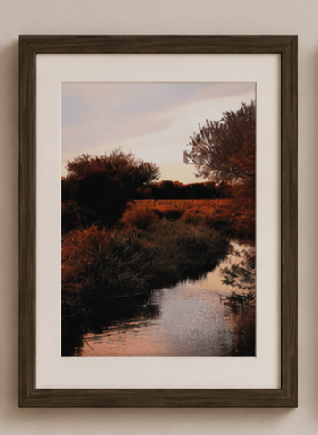 River Frome Sunset Print - Dorset Countryside Photography Wall Art