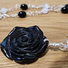 Black Rose Agate Necklace