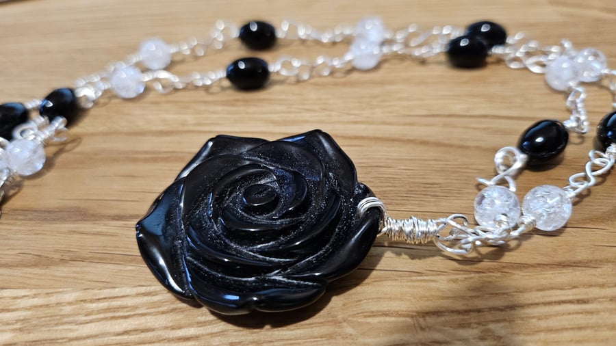 Black Rose Agate Necklace